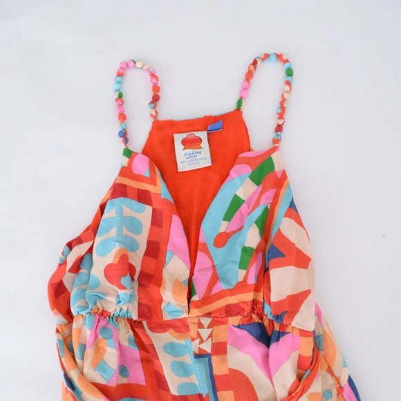 Anthropologie Farm Rio Cutout Halter Jumpsuit Red Floral Boho S - Picture 11 of 13